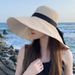 Enlarged And Widened Fisherman's Women's Colored Rubber Sunshade Hat, Outdoor UV Resistant Beach, Large Brim Bow Shaped_viptrois.com