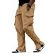 Men's Utility Cargo Pants – High-Waisted Drawstring Waist With Flap Pockets & Side Straps (S-XXXL, Black/Khaki/Navy/Light Blue)_viptrois.com