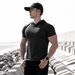 Men's Clothing Spring And Summer New Fitness Leisure Sports Running Exercise Solid Color Quick Drying Elastic Hooded Slim Short Sleeved T Shirt_viptrois.com
