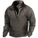 Men's Clothing V Neck Buttoned Sweatshirt Fleece Warm Tactical Sweatshirt Pullover Training Men's Long Sleeved Men's Clothing_viptrois.com