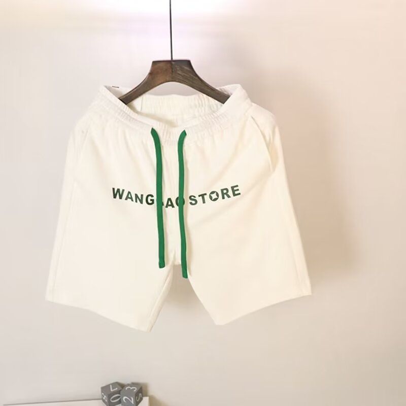 Men's Trendy American Casual Five-Point Mid-Length Shorts Elastic Waist Printed Design Thin Style_viptrois.com