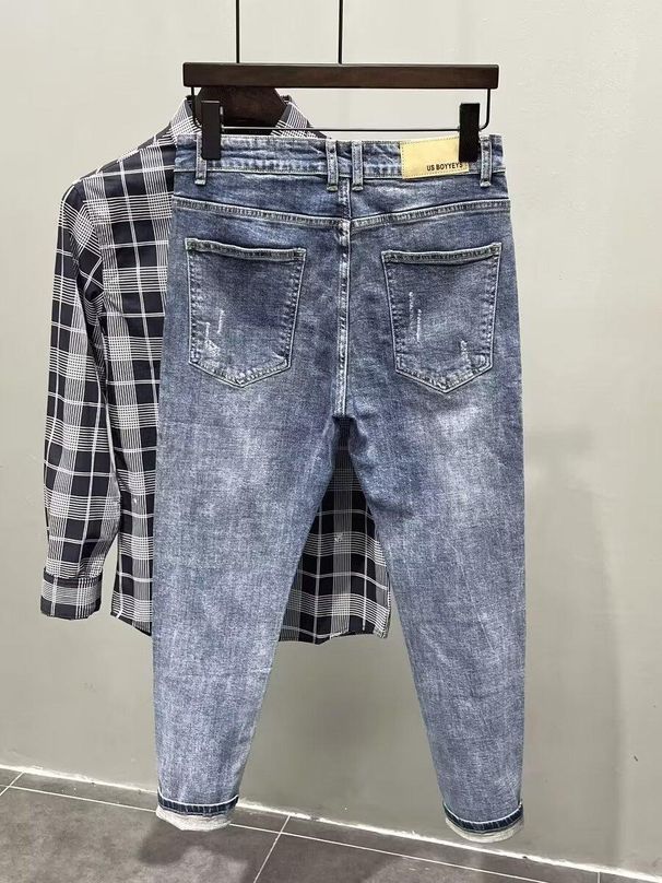 American Style Washed Vintage Ripped Jeans For Men Spring Autumn Straight Loose High Street Vibe Long Pants_viptrois.com