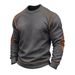 Cross-Border Foreign Trade New Hot Selling Long Sleeve Waffle Round Neck Top Sports Casual Men's T-Shirt_viptrois.com