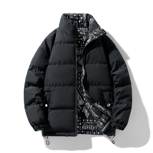 Double-Sided Winter Cotton Down Jacket Coat For Men, Warm Stand Collar, Loose Fit, Plus Size, Unisex Couple Style_viptrois.com