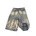 Unisex American Style Hip Hop Lightning Bolt Pattern Denim Capri Shorts Retro Washed Loose Wide Leg Cross Border Men's Clothing_viptrois.com