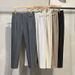 Men's Clothing Black Simple Pants Men's Summer Ice Silk Thin Straight Loose Wide Leg Boys Spring And Autumn Suit Casual Trousers_viptrois.com
