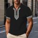 Men's Clothing Summer Fashion Trend Printed Pattern Comfortable Simple Breathable Short Sleeved Zipper Polo Shirt_viptrois.com
