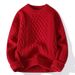 Soft Cozy Sweater Men, Autumn And Winter Trendy Brand, Twisted Knit Sweater, Round Neck, Warm Inner Layer, Loose_viptrois.com