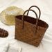 Women's Tote Bags Commuter Bamboo Handle Straw Woven Bag, A Retro Handcrafted Bamboo Woven Tote Bag For Women_viptrois.com