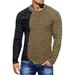 Men's Clothing Solid Color Round Neck Long Sleeve Knitted Top Large Size Men's Clothing_viptrois.com