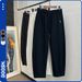 men's casual jogger pants relaxed fit drawstring waist streetwear sweatpants (black/gray)_viptrois.com