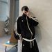 Men's Hong Kong Style Drop Shoulder Hoodie & Jogger Set – Oversized Streetwear Loungewear (Black/Navy/Brown, M-3XL)_viptrois.com