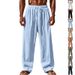 Men's Clothing Men's Linen Beach Pants Large Size Outdoor Travel Trousers Casual Breathable Pants_viptrois.com