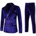 Men's Clothing autumn and winter new men's high end velvet gold rimmed double breasted suit dress performance suit men_viptrois.com