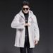Men's Clothing Men's Mink Coat Hooded Velvet Mink Mid Length Fur Coat Casual Warm Fur European And American Large Size_viptrois.com