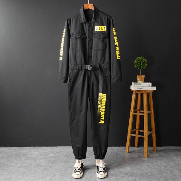 Men's Clothing ins national trend hip hop overalls men's spring and autumn street dance print performance clothes casual jumpsuit men_viptrois.com
