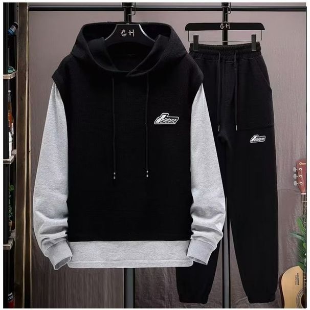 Men's Clothing Waffle Sweatshirt Suit Men's Four Seasons Brand Running Sportswear Handsome Boys Clothes Set_viptrois.com