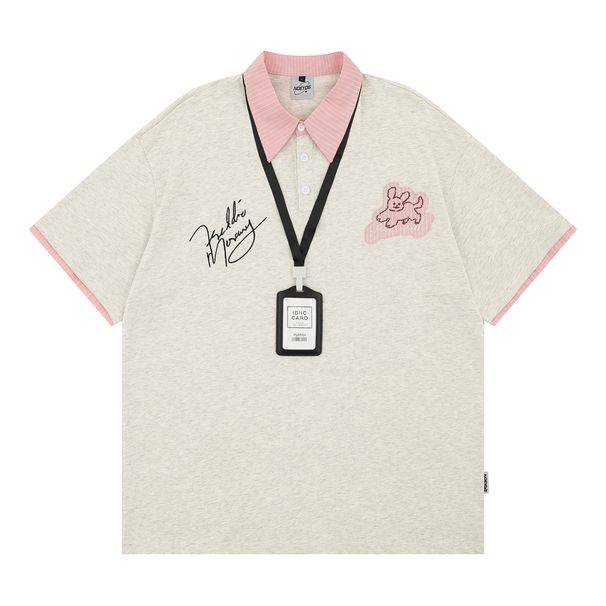 Men's Clothing American Retro Contrast Color Design Lapel Short Sleeved T Shirt Men's 2025 Summer Loose Casual Versatile Couple Tops_viptrois.com