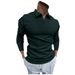 Men's Clothing Autumn Fitness Leisure Stand Up Collar Long Sleeved Vertical Striped V Neck Polo Shirt_viptrois.com