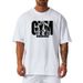 240G Heavy Cotton Short Sleeves, Summer Loose Fitness T-shirt Sweat-absorbing Breathable Shoulder Sleeves Crew Neck White Top_viptrois.com