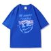 Men's Short Sleeved T-shirt Round Neck 2025 Summer Trend Simple Print Solid Color Pure Cotton Casual Loose Couple_viptrois.com