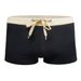 UXH Men's Solid Color Sexy Side Print Boxer Tight Simple Beach Sports Four-Corner Swim Trunks_viptrois.com