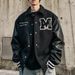 Men's Retro Baseball Jacket – Oversized Vintage Style With Contrast Color & Embroidered Details, Streetwear Outerwear_viptrois.com