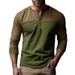 2024 Autumn New European Size American Retro Color Block Henry Collar Base Shirt Men's Long Sleeve T-Shirt_viptrois.com