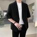Men's Clothing Men's Casual Five Sleeve Suit Jacket Loose Fit Mid Sleeve Single Piece Style Summer Thin Men's Clothing_viptrois.com
