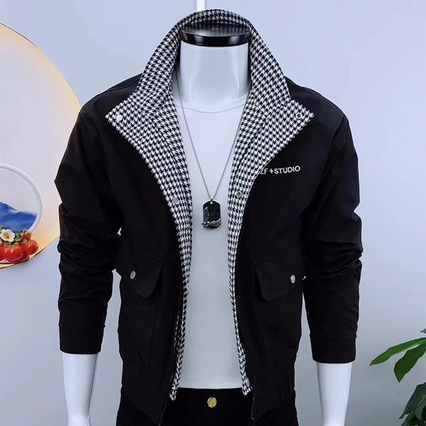 Men's Slim Fit Stand Up Collar Fashionable Casual Workwear Jacket For Autumn And Winter, Versatile Youth Top_viptrois.com