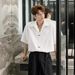 Men's Clothing Summer High End Light Mature Men's Handsome Casual Short Sleeved Boys Black Shirt Three Quarter Sleeve Top_viptrois.com