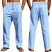 Men's Clothing Spring And Autumn Season Breathable Cotton And Linen Loose Casual Sports Pants_viptrois.com