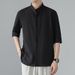2026 Chinese Style Stand Collar Short Sleeve For Men, Summer New Niche With High-end Feel, Ice Silk Draped Mid-sleeve Shirt_viptrois.com