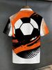 Polo Uomo Taglio Dritto Abbottonato Multicolore Stampa Calcio Fumetti Retrò Arancione Nero Sport Quotidiano_viptrois.com
