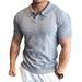 Men's Slim Fit Short Sleeve Polo Shirt – Classic V-Neck & Spread Collar Design (S-2XL, Black/Navy/Blue/White/Brown)_viptrois.com