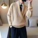 Autumn And Winter Solid Color Large V Neck Drape Personality Sweater Men's Loose Lazy Style Casual Knitted Sweater Jacket_viptrois.com