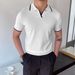 Men's Clothing Casual Lapel Polo Shirt For Men Summer Breathable Fashion Knitted Iron Free Short Sleeve_viptrois.com