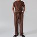 Men's Clothing Spring And Summer New Texture Men's Round Neck T Shirt Tops Casual Trousers Fashionable Men's Suit_viptrois.com