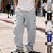 Men's Streetwear Cargo Pants – Oversized Straight-Leg Hip-Hop Joggers With Utility Pockets, Trendy High-Street Fashion (Black/White/Navy, S-Xxxl)_viptrois.com