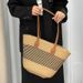 Women's Shoulder Bags Summer Striped Single-shoulder Commuting Straw Woven Bag, Large-capacity Casual And Fashionable Women's Beach Tote Bag_viptrois.com