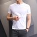 Men's Clothing Short Sleeved T Shirt Slim Fit Bottoming Shirt Large Size Small Shirt Inner Wear Pure White Half Sleeved T Shirt_viptrois.com