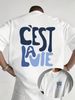 Maglietta Uomo 180g Cotone Puro Girocollo Stampa Lettere C'EST LA VIE Stile Retrò Western, Adatta Streetwear Quotidiano Casual_viptrois.com