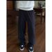 Men's Clothing Cotton Antibacterial Breathable Men And Women All Match Solid Color Straight Casual Pants White Elastic Waist Pants_viptrois.com