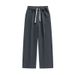 Men'S Lambswool Padded Sports Straight Leg Trousers Monogrammed Steel Print Draped Loose-Fitting Sweatpants_viptrois.com