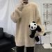 Loom Autumn Winter Thickened Crew Neck Sweater For Men, Loose Fit, Casual Style, White Long Sleeve Knitted Jacket, Korean_viptrois.com