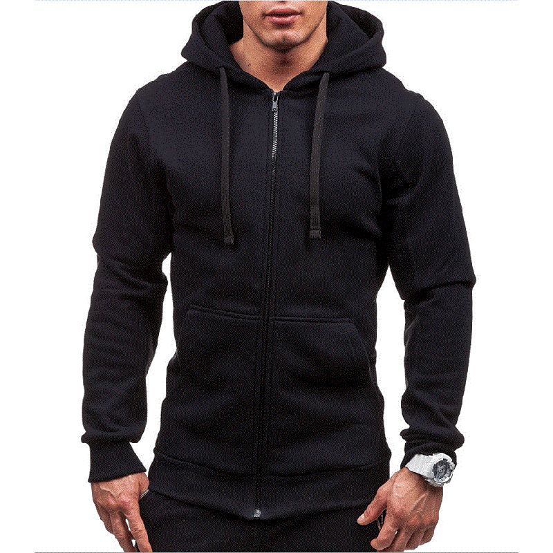 Autumn Winter Men's Cotton Hoodies Full Zip Hooded Sweatshirt_viptrois.com