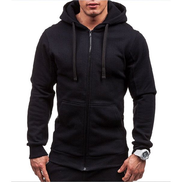 Autumn Winter Men's Cotton Hoodies Full Zip Hooded Sweatshirt_viptrois.com