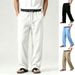 Men's Clothing Men's Plus Size Linen Trousers Wide Leg Casual Straight Leg Drape Breathable Summer For Formal & Casual For Men_viptrois.com