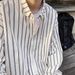 Striped Shirt Men's Trendy Brand Long Sleeved Shirt, Cool And Trendy Loose Casual Jacket_viptrois.com
