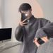 Men's Half-Zip Sweater – Oversized Knit Pullover With Stand Collar (Gray/Black/Green/Beige, M-3XL)_viptrois.com